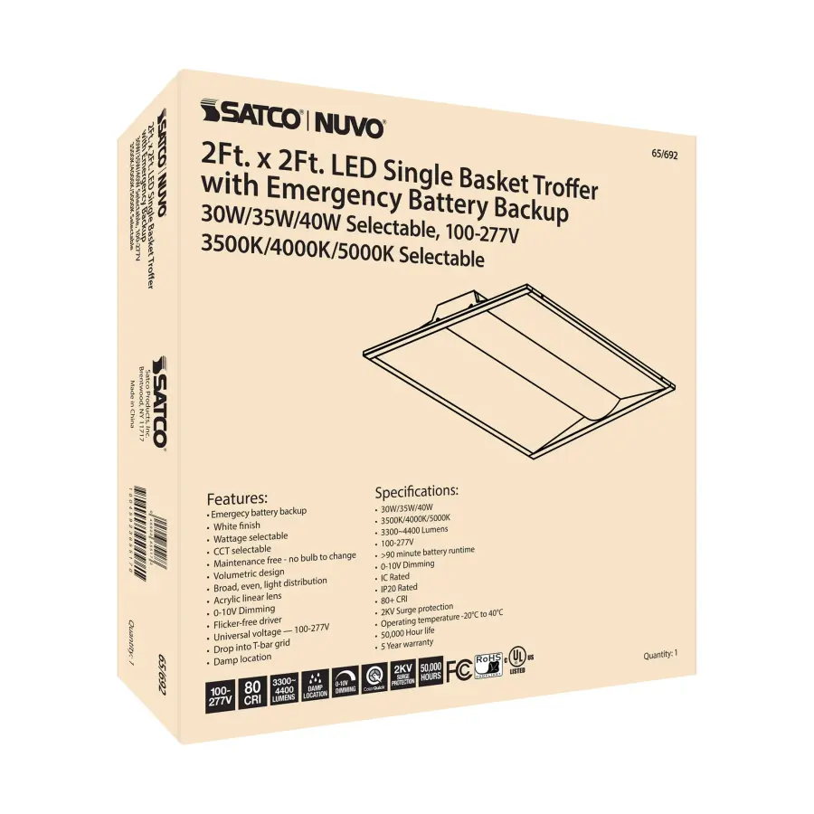 2x2 Emergency Backup LED Troffer - Single Basket - Image 9