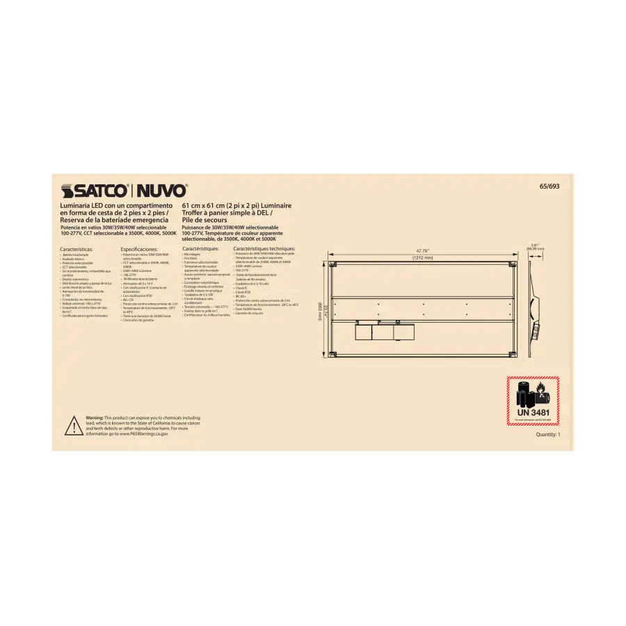 2x4 Emergency Backup LED Troffer - Single Basket - Image 4