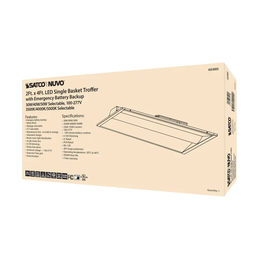 2x4 Emergency Backup LED Troffer - Single Basket - Image 7