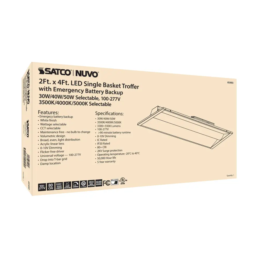 2x4 Emergency Backup LED Troffer - Single Basket - Image 8