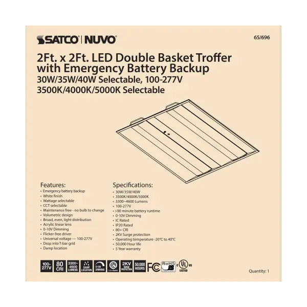 2x2 Emergency Backup Double Basket LED Troffer - Image 4