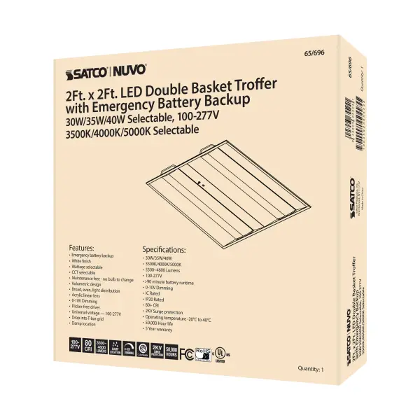 2x2 Emergency Backup Double Basket LED Troffer - Image 8