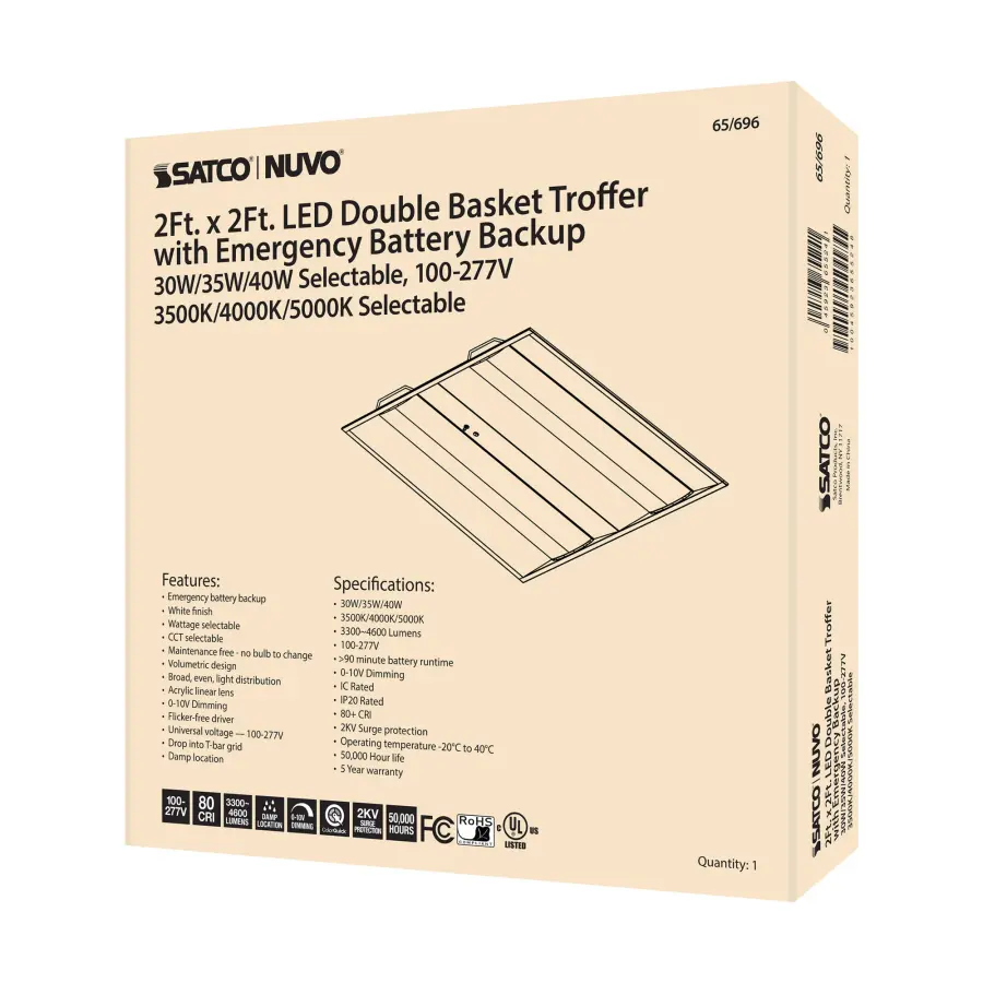 2x2 Emergency Backup Double Basket LED Troffer - Image 8
