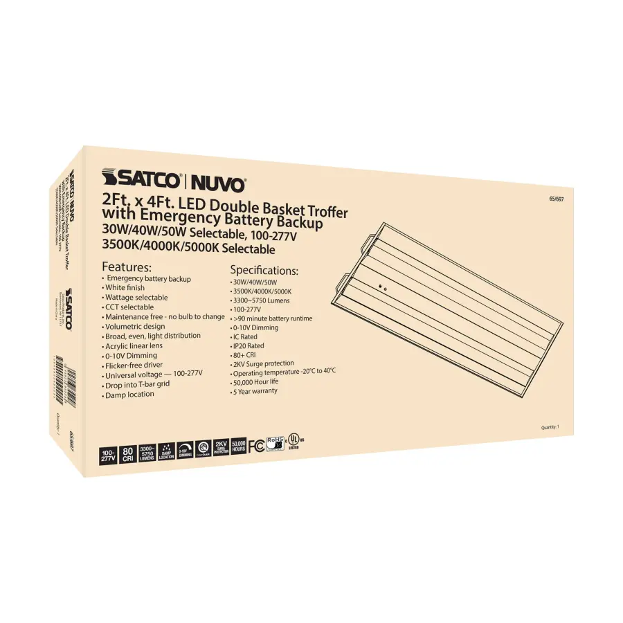2x4 Double Basket LED Troffer with Emergency Backup - Image 9