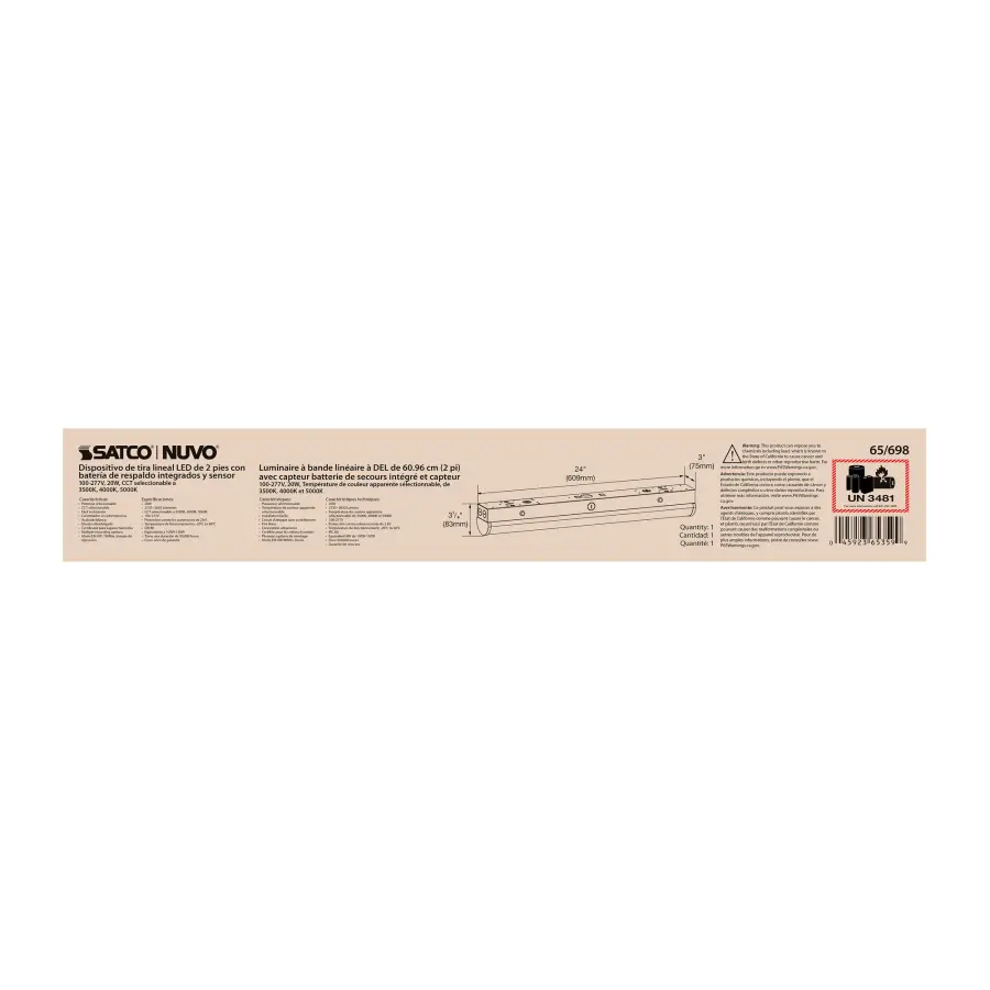 2ft LED Linear Strip Light with Emergency Backup & Sensor - Image 3