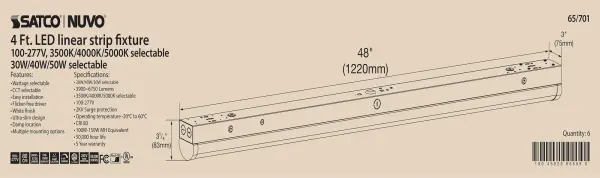 4 ft. LED Linear Strip Light - Wattage and CCT Selectable - Image 16