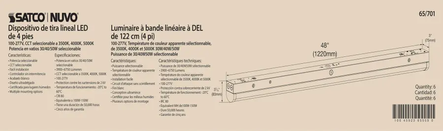4 ft. LED Linear Strip Light - Wattage and CCT Selectable - Image 17