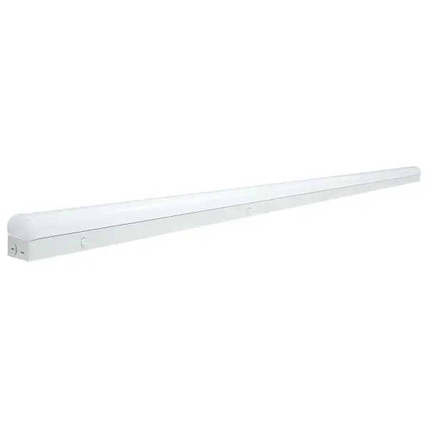 Professional-grade linear strip fixture offering field-selectable CCT (3500K/4000K/5000K) and wattage options. Delivers 7800 lumens with flicker-free performance, ideal for utility spaces, workshops, and commercial applications requiring bright, customizable lighting. - alternate view