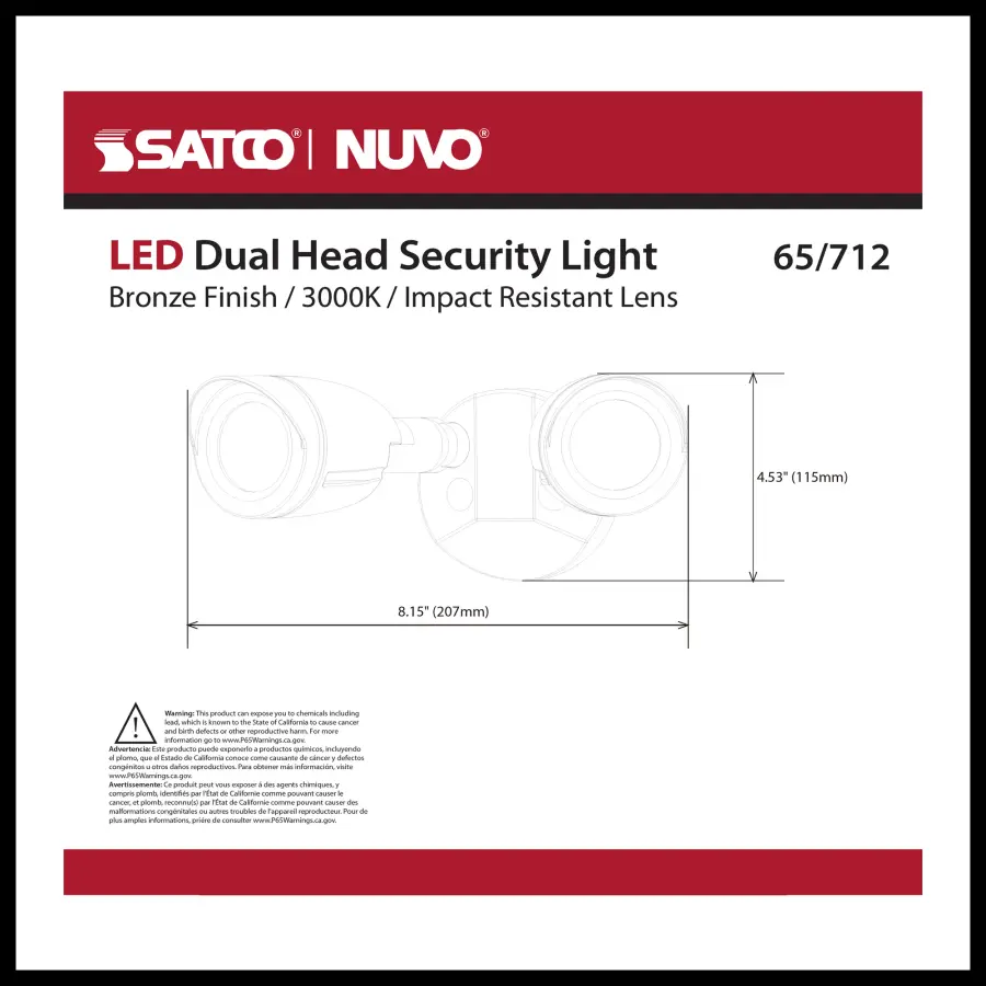 LED Dual Head Security Light - Bronze - Image 12