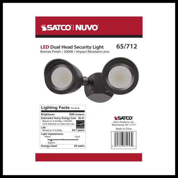 LED Dual Head Security Light - Bronze - Image 14