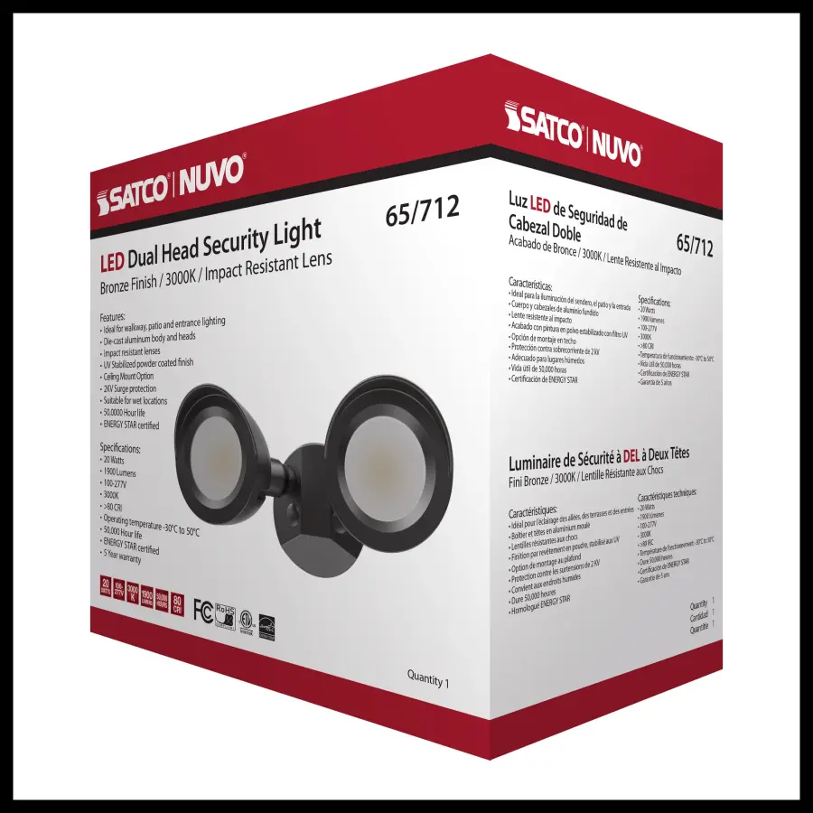 LED Dual Head Security Light - Bronze - Image 15