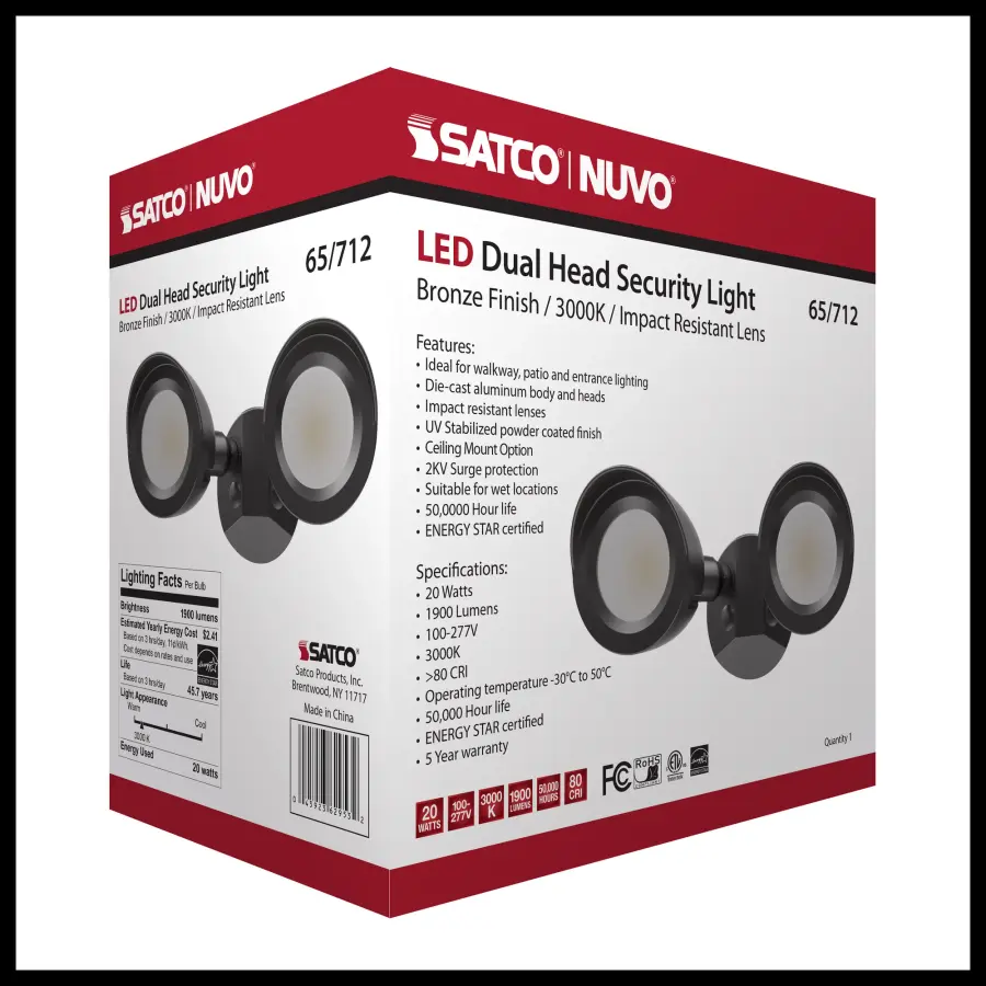 LED Dual Head Security Light - Bronze - Image 16