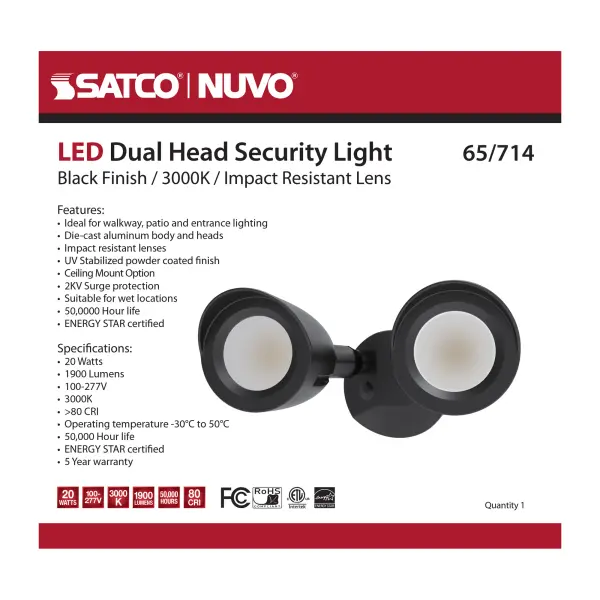 LED Dual Head Security Light - Black - Image 10