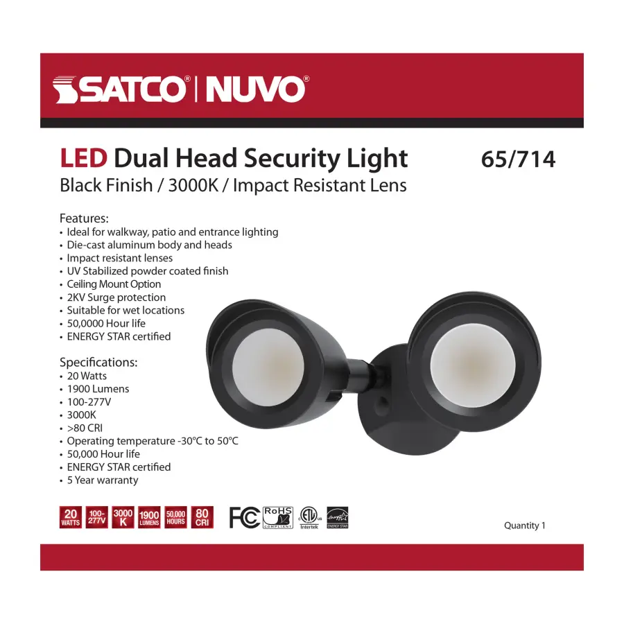 LED Dual Head Security Light - Black - Image 10