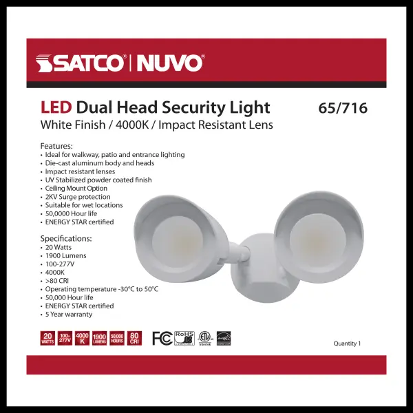 LED Dual Head Security Light - White - Image 12
