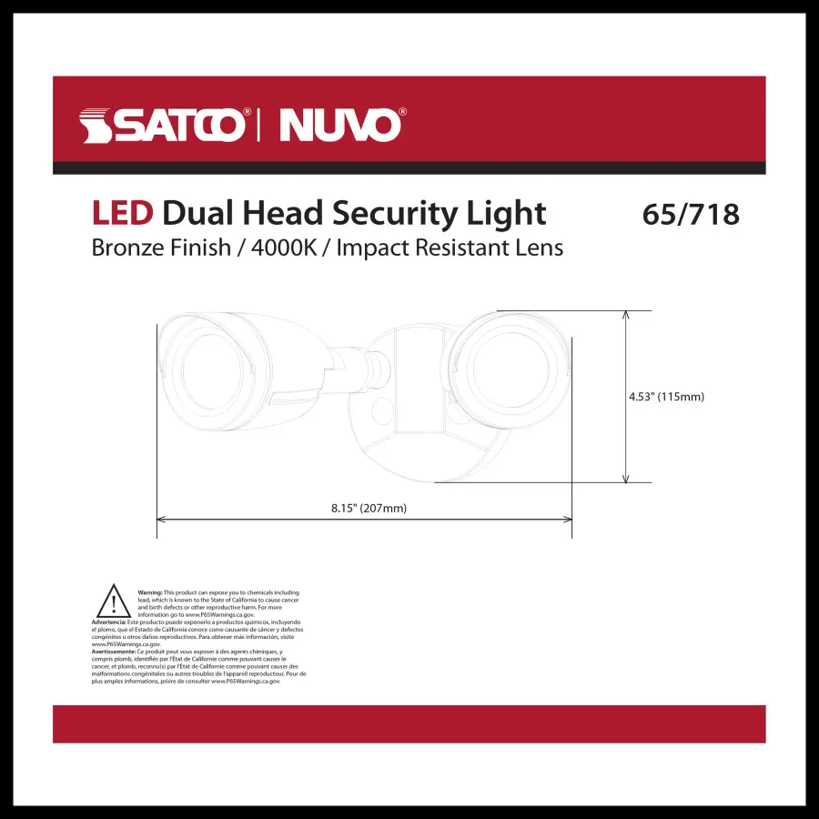 LED Dual Head Security Light - Bronze - Image 13