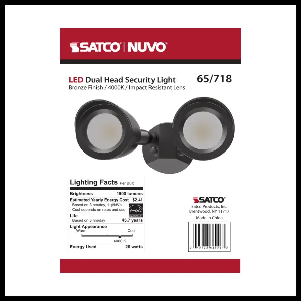 LED Dual Head Security Light - Bronze - Image 15
