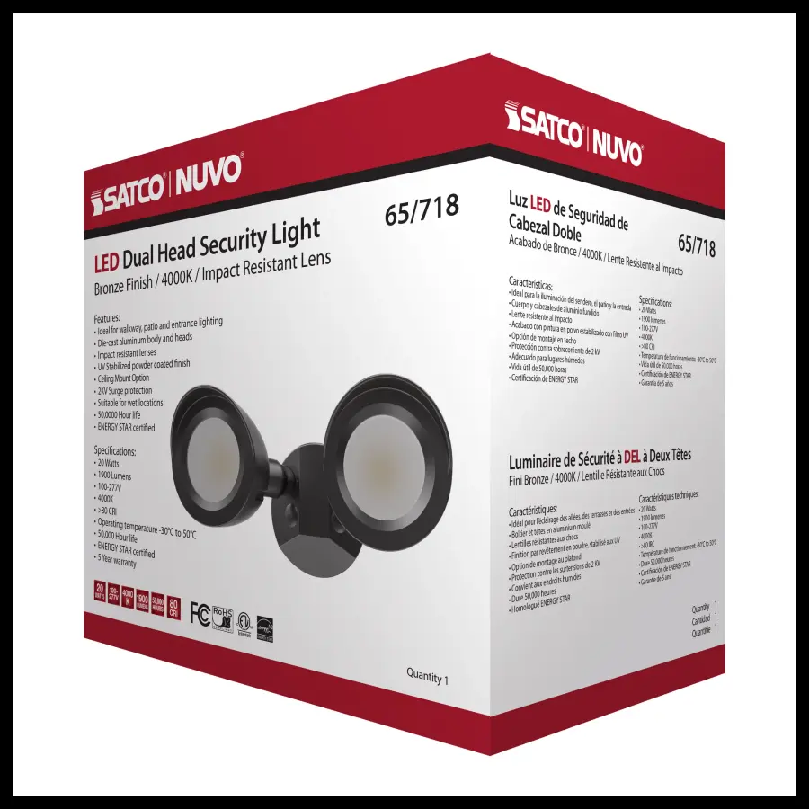 LED Dual Head Security Light - Bronze - Image 16