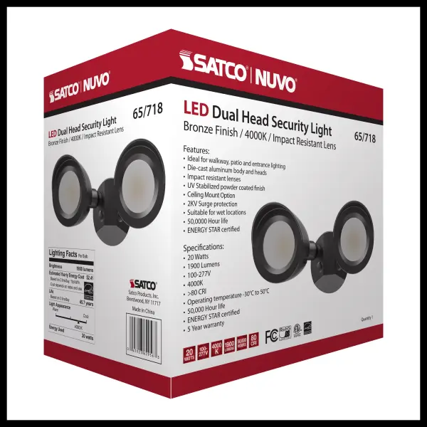 LED Dual Head Security Light - Bronze - Image 17