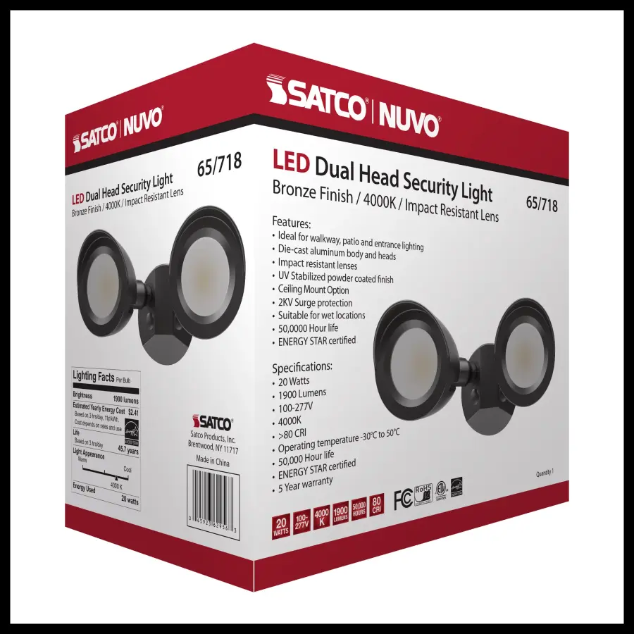 LED Dual Head Security Light - Bronze - Image 17