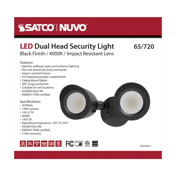 Dual Head LED Security Light in Black - Image 10