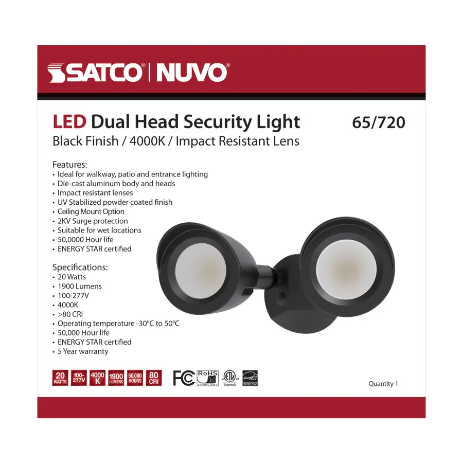 Dual Head LED Security Light in Black - Image 10