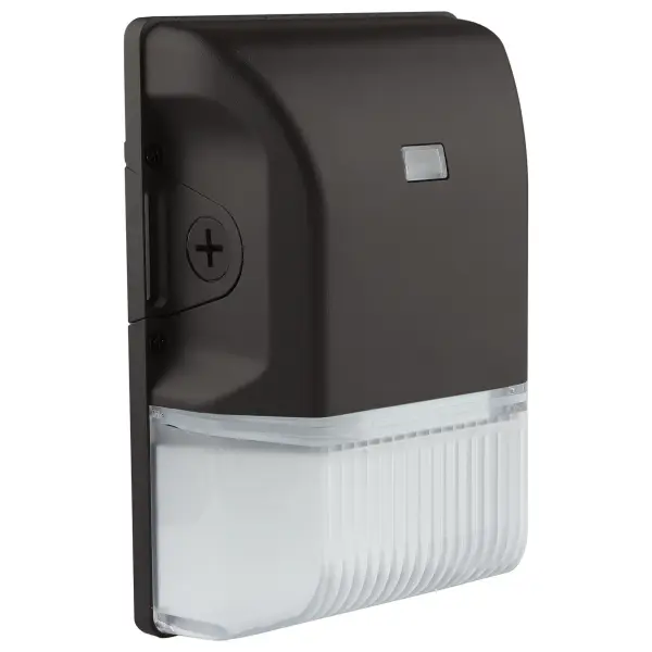 Energy-efficient 20W LED wall pack with selectable color temperatures (3000K/4000K/5000K) and built-in photocell sensor. IP65 wet location rated with 100-degree beam spread for reliable exterior illumination.