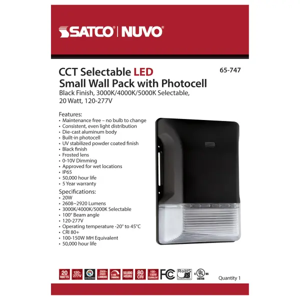 20W LED Small Wall Pack with Photocell - CCT Selectable - Image 9