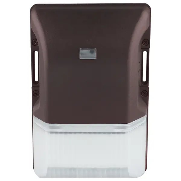 This energy-efficient 20W LED wall pack offers selectable color temperatures (3000K/4000K/5000K) and includes a built-in photocell sensor for automatic operation. IP65 rated for wet locations with 100-degree beam spread. - alternate view