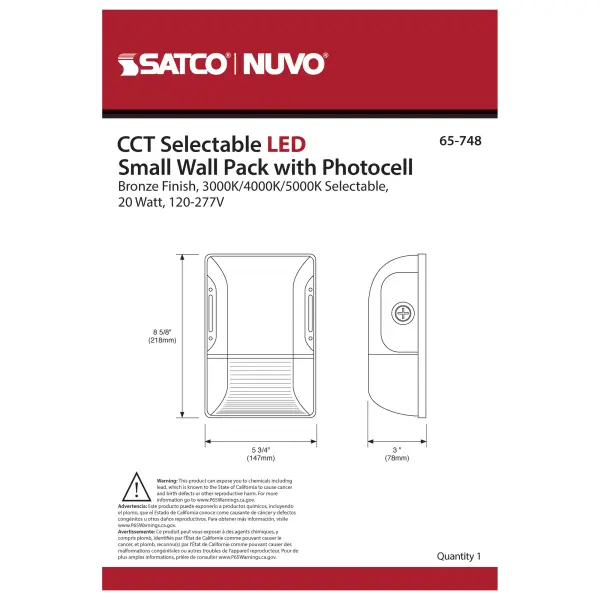20W LED Small Wall Pack with Photocell - Bronze - Image 9