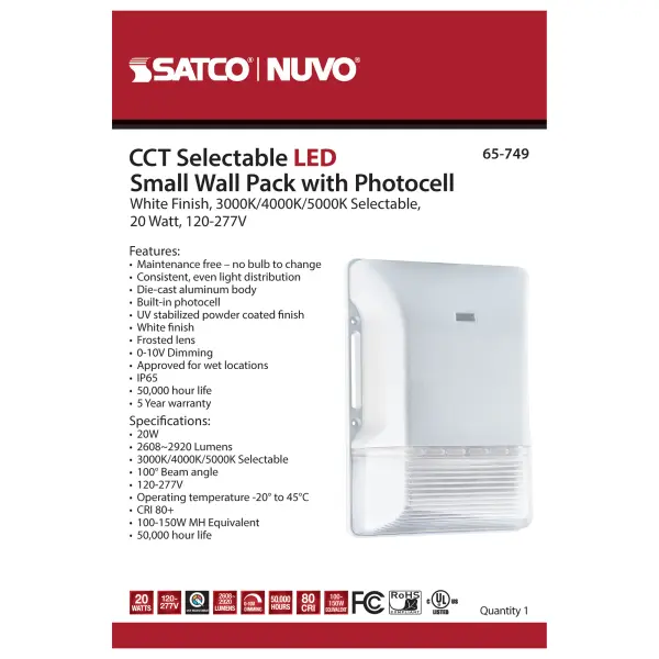 20W LED Small Wall Pack with Photocell - CCT Selectable - Image 8