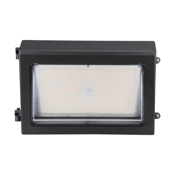 Professional-grade LED wall pack featuring selectable color temperature (3000K/4000K/5000K) and wattage (29W/40W/60W) with integrated photocell. DLC Premium certified with 50,000-hour lifespan and 5-year warranty.