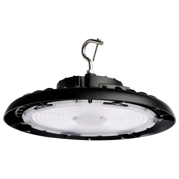 This industrial LED high bay delivers exceptional versatility with field-selectable wattage (150W/175W/200W) and color temperature (3000K/4000K/5000K). Built for demanding commercial environments with IP65 wet location rating, IK08 impact resistance, and 6kV surge protection.