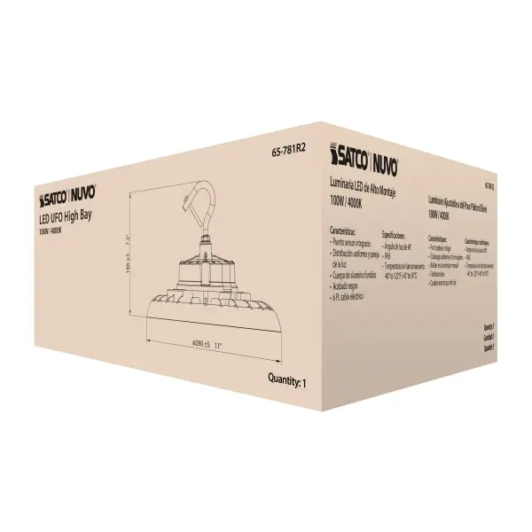 100W UFO LED High Bay - 4000K Black - Image 15