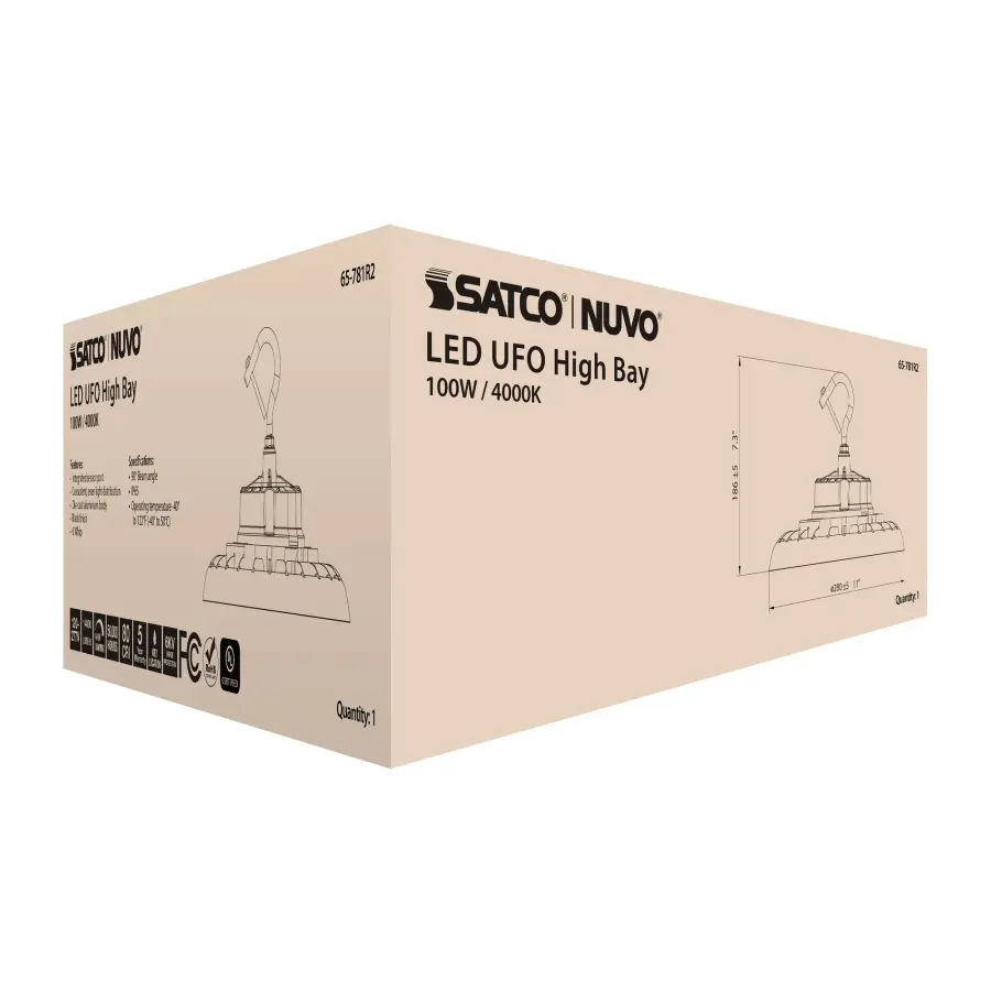 100W UFO LED High Bay - 4000K Black - Image 16