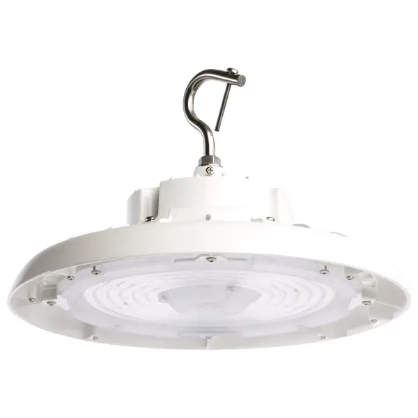 This 150W UFO LED High Bay delivers exceptional brightness with 21,600 lumens and 5000K daylight color temperature, perfect for warehouses, retail spaces, and large garages. Features wet location rating and 6KV surge protection.