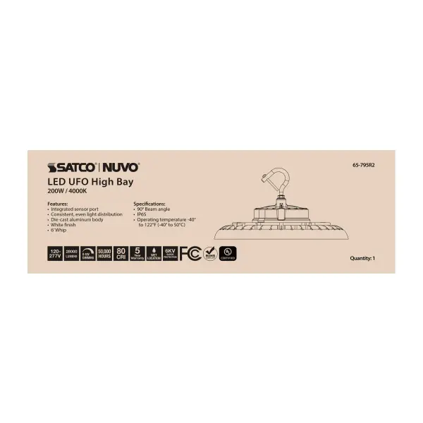 200W UFO LED High Bay - 4000K White - Image 13