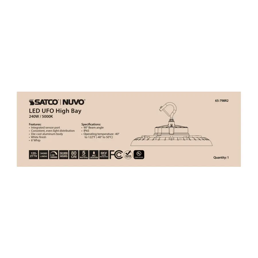 240W UFO LED High Bay - 5000K White - Image 13