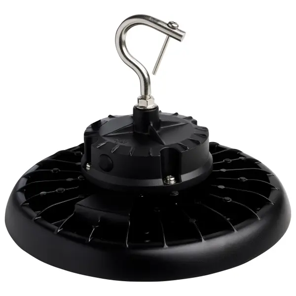 Professional-grade 150W UFO high bay delivers 21,750 lumens of bright 5000K daylight for warehouses, retail, and industrial applications. Features IP65 rating, 0-10V dimming, sensor-ready port, and 50,000-hour lifespan. - alternate view