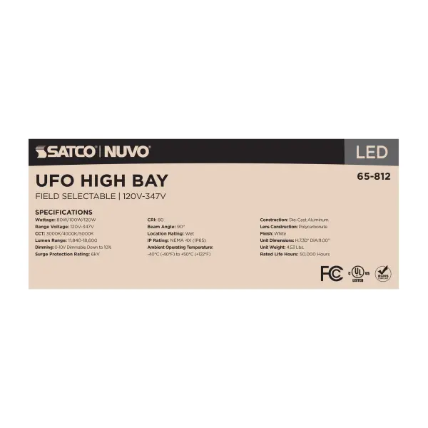Selectable LED UFO High Bay - 80W/100W/120W, 3K/4K/5K - Image 13