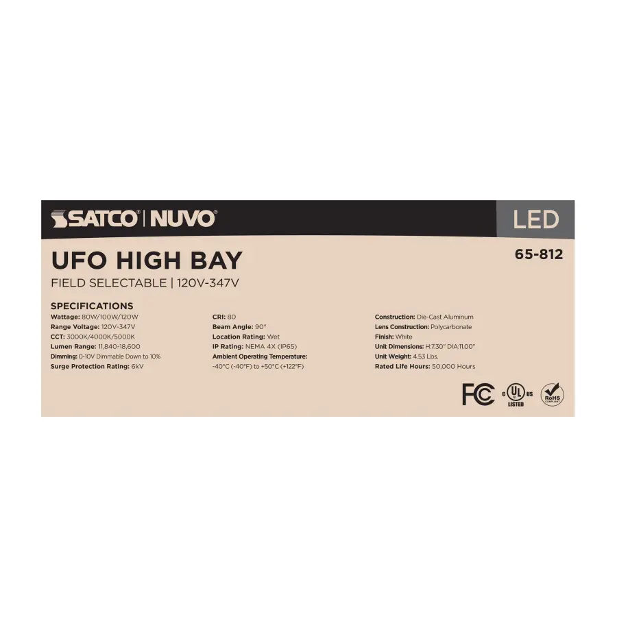 Selectable LED UFO High Bay - 80W/100W/120W, 3K/4K/5K - Image 13