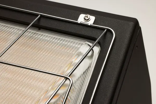 A protective steel cage with chrome finish designed to shield light bulbs in high-traffic or industrial settings. Traditional wire cage construction provides durability and safety while maintaining a classic utilitarian aesthetic. - alternate view