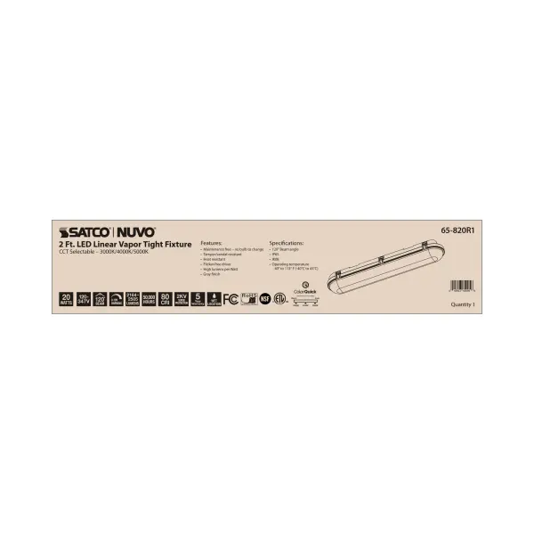 SATCO NUVO 2-Foot Vapor Proof LED Linear Fixture - Image 11