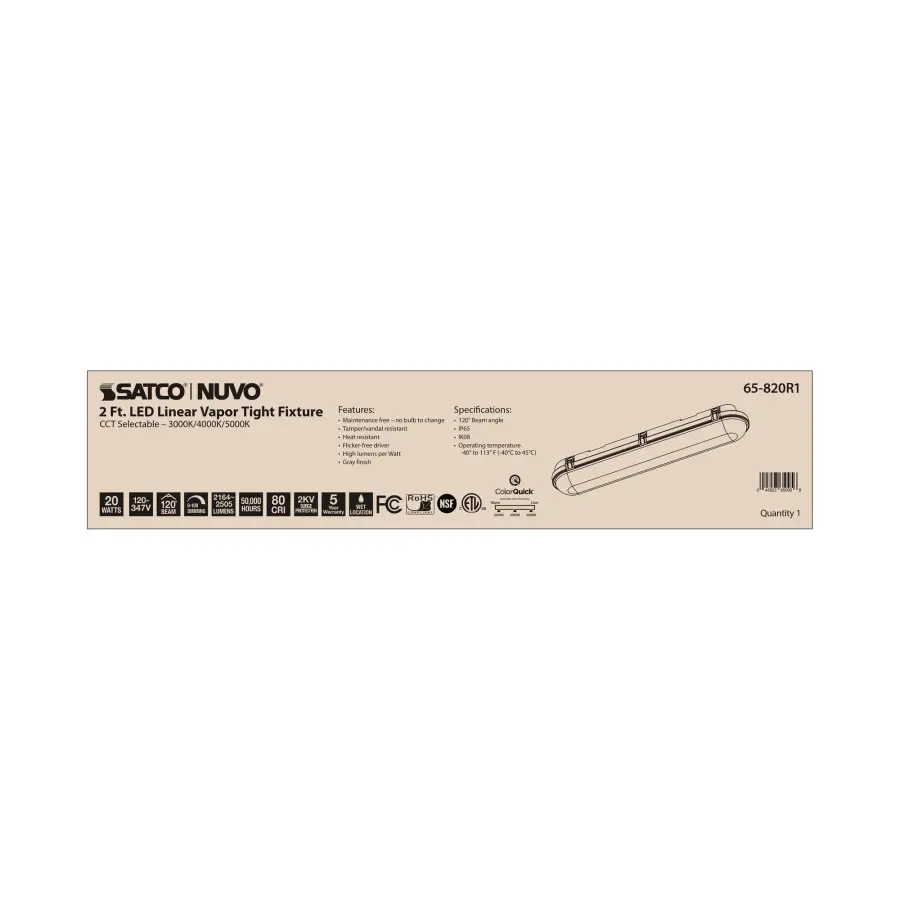SATCO NUVO 2-Foot Vapor Proof LED Linear Fixture - Image 11