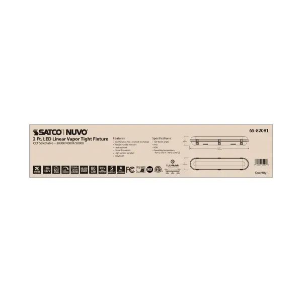 SATCO NUVO 2-Foot Vapor Proof LED Linear Fixture - Image 12