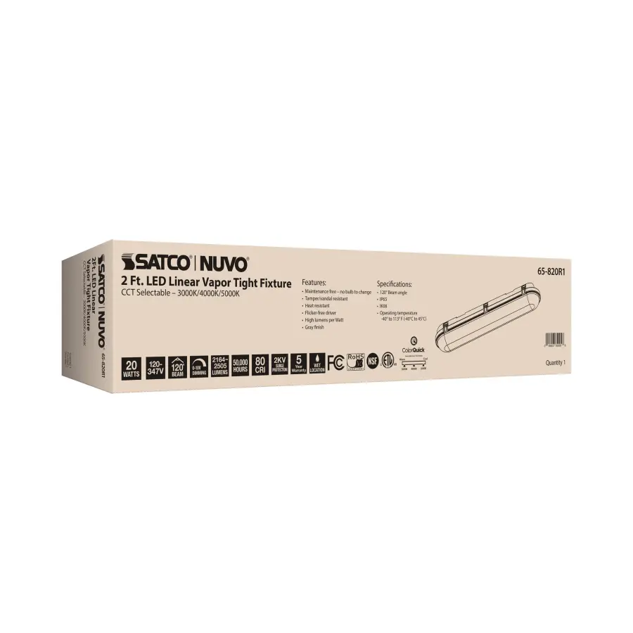 SATCO NUVO 2-Foot Vapor Proof LED Linear Fixture - Image 18