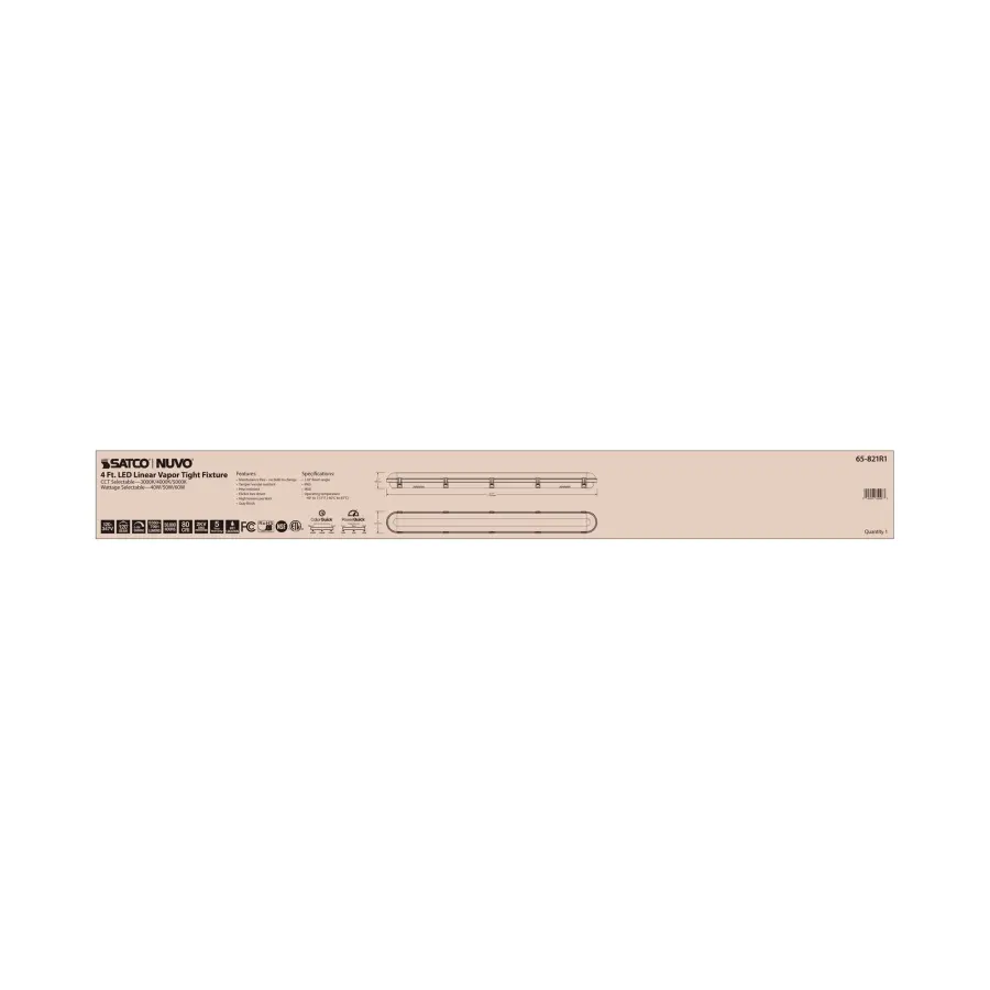 SATCO NUVO 4-Foot Vapor Proof LED Linear Fixture - Image 12