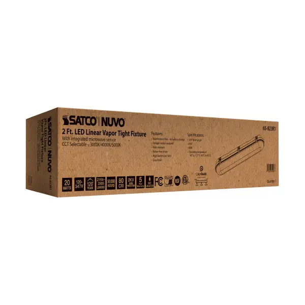 SATCO NUVO 2' Vapor Proof LED Linear Fixture with Microwave Sensor - Image 18