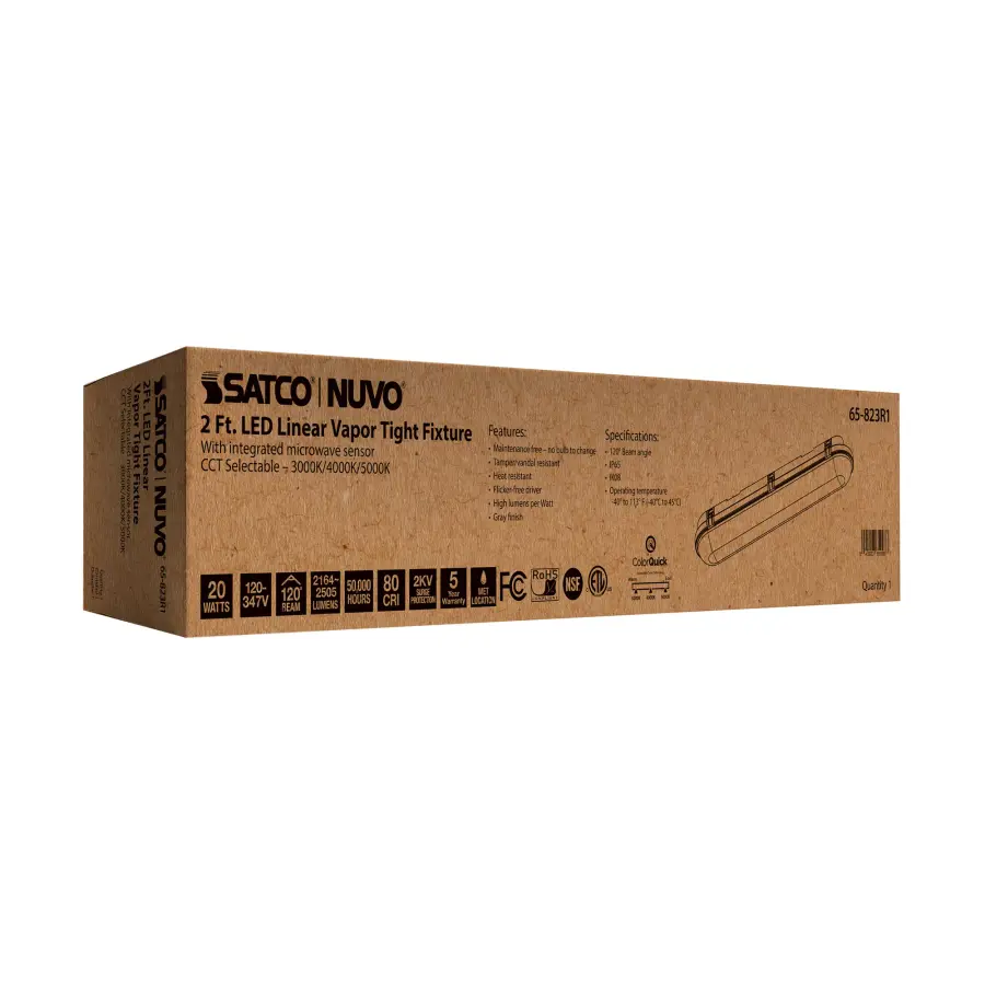SATCO NUVO 2' Vapor Proof LED Linear Fixture with Microwave Sensor - Image 18