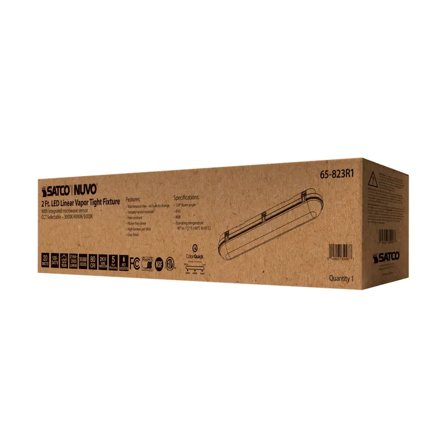 SATCO NUVO 2' Vapor Proof LED Linear Fixture with Microwave Sensor - Image 19